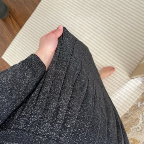 Kate Spade New York Faux Wrap Dress Grey Metallic Silver Knit Pleated V Neck XS - Picture 11 of 14